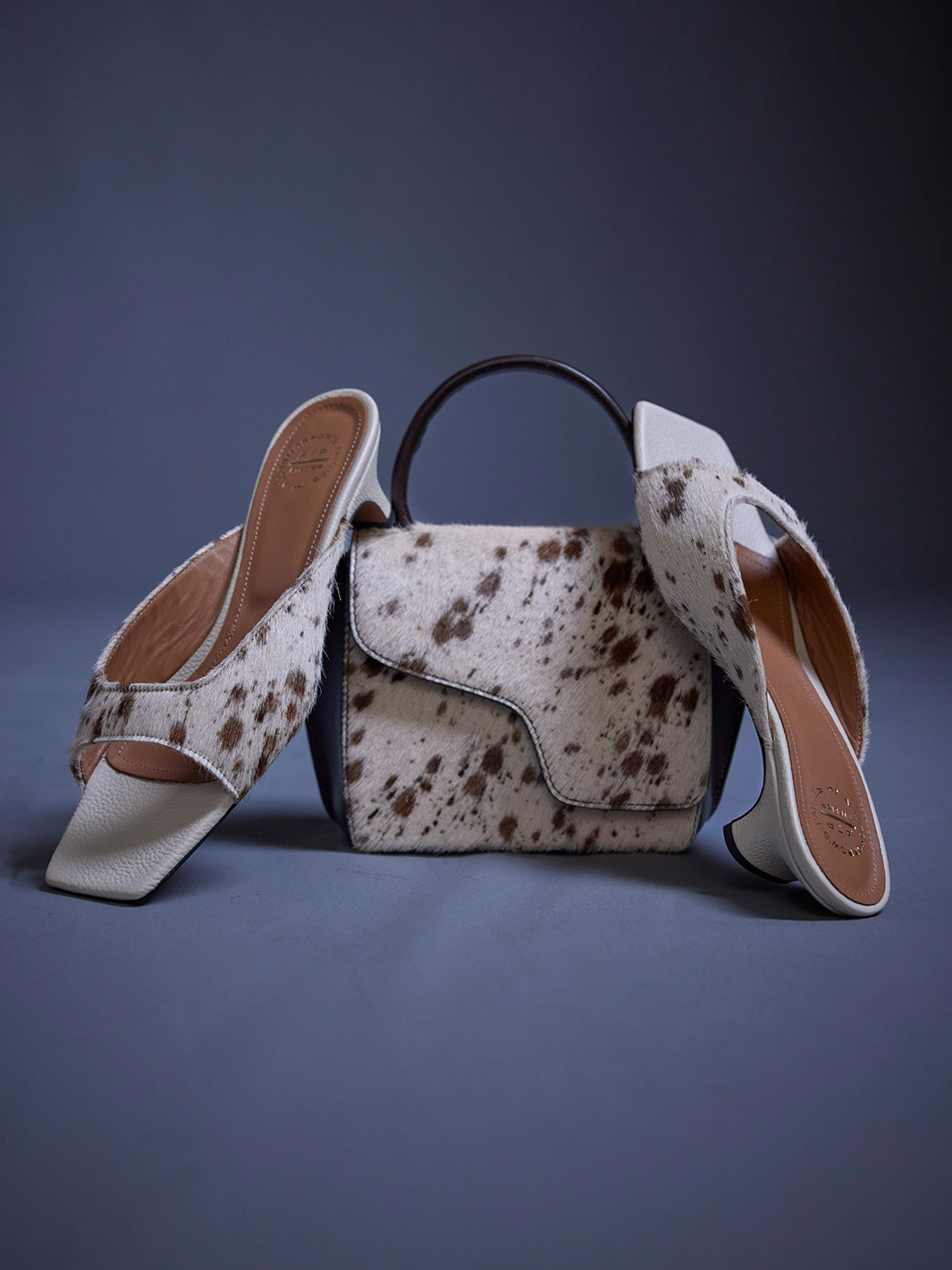 Tavenna Mandorla Printed Mini Cow Kitten heels