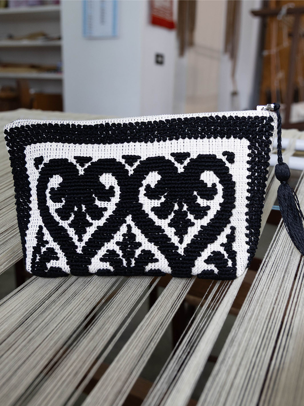 Costantine Black Cotton Small Pouch