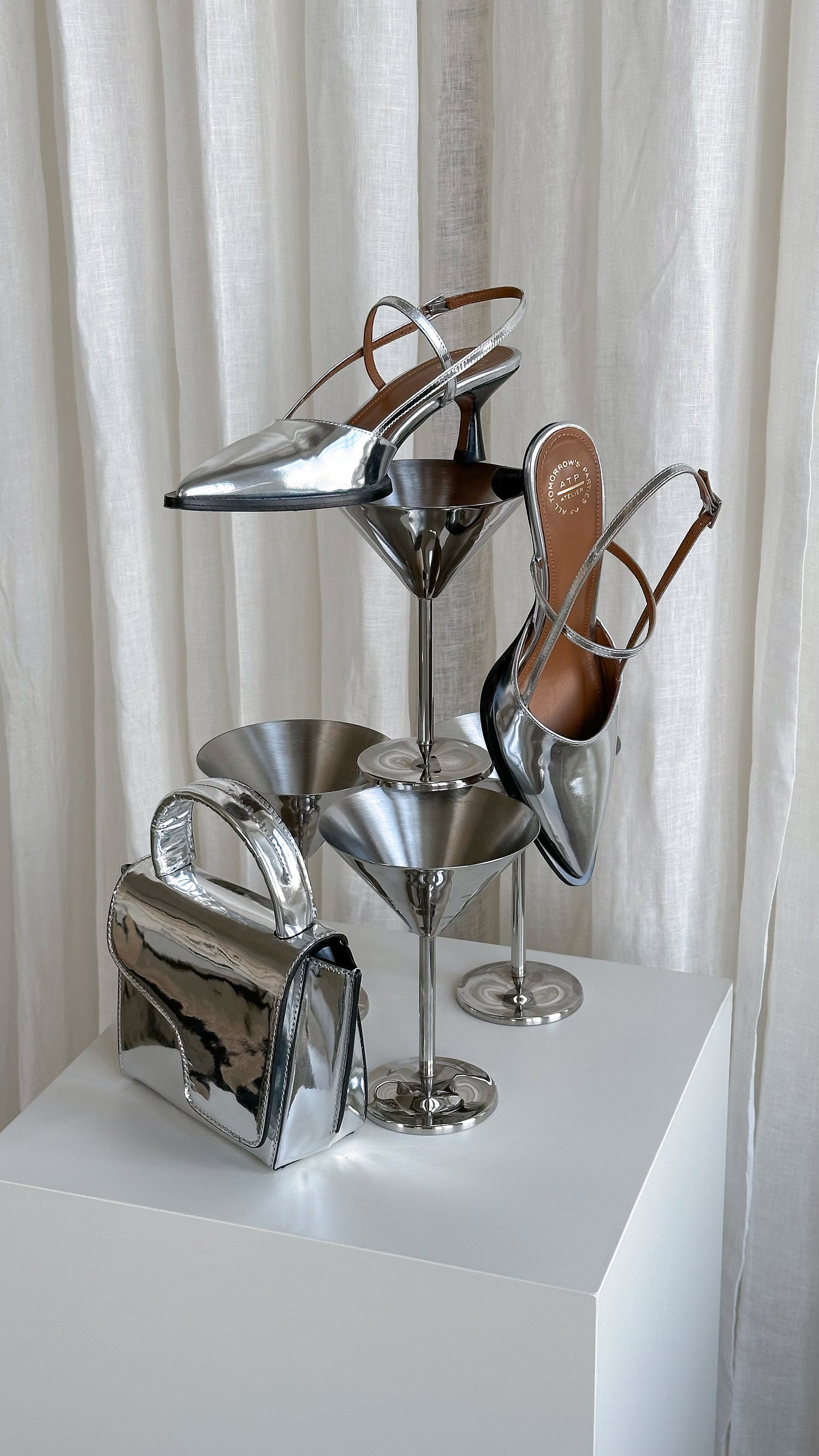 Dernice Silver Metallic leather Slingback