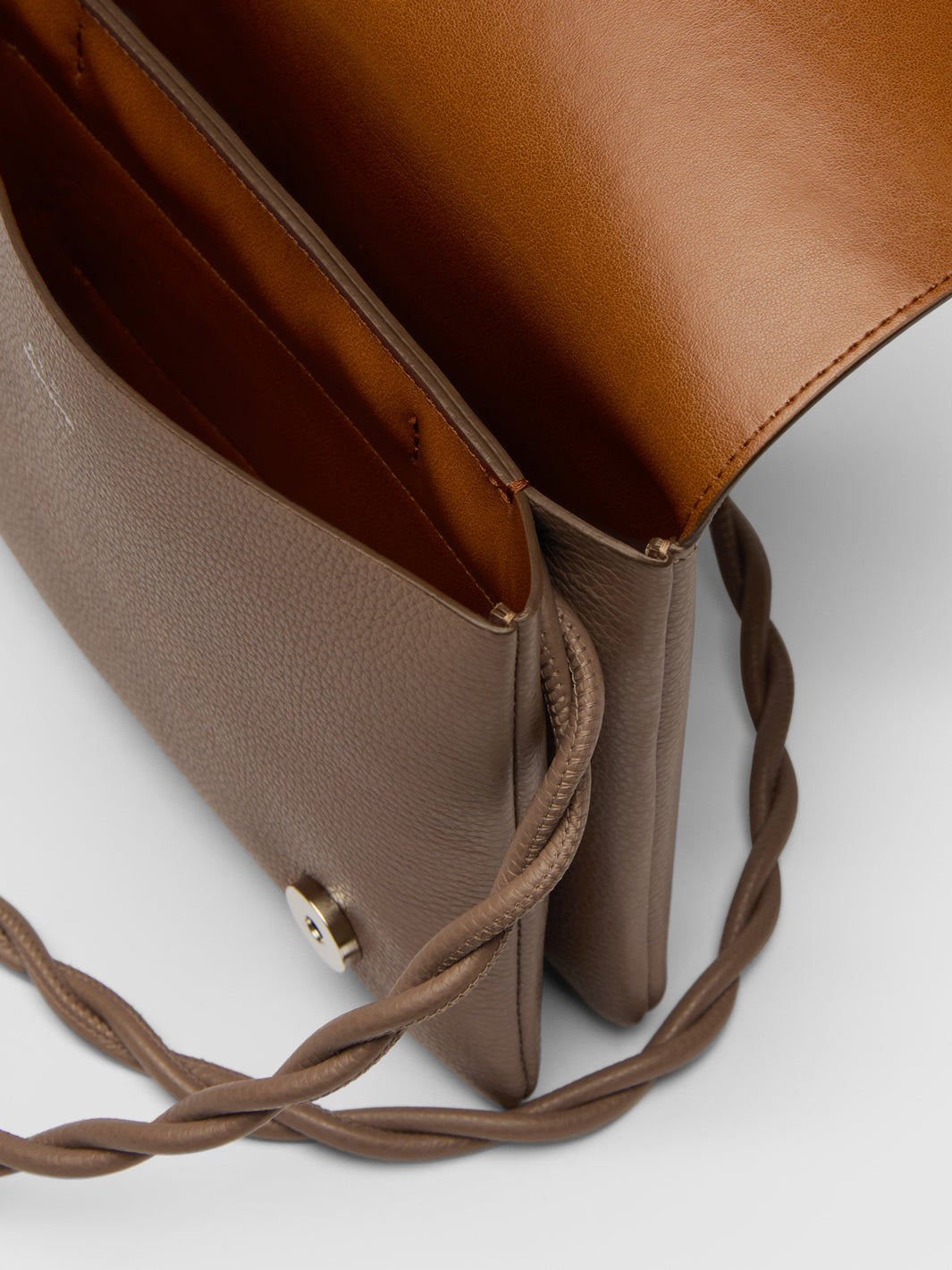 Duronia Tahini Grained Leather Mini crossbody bag