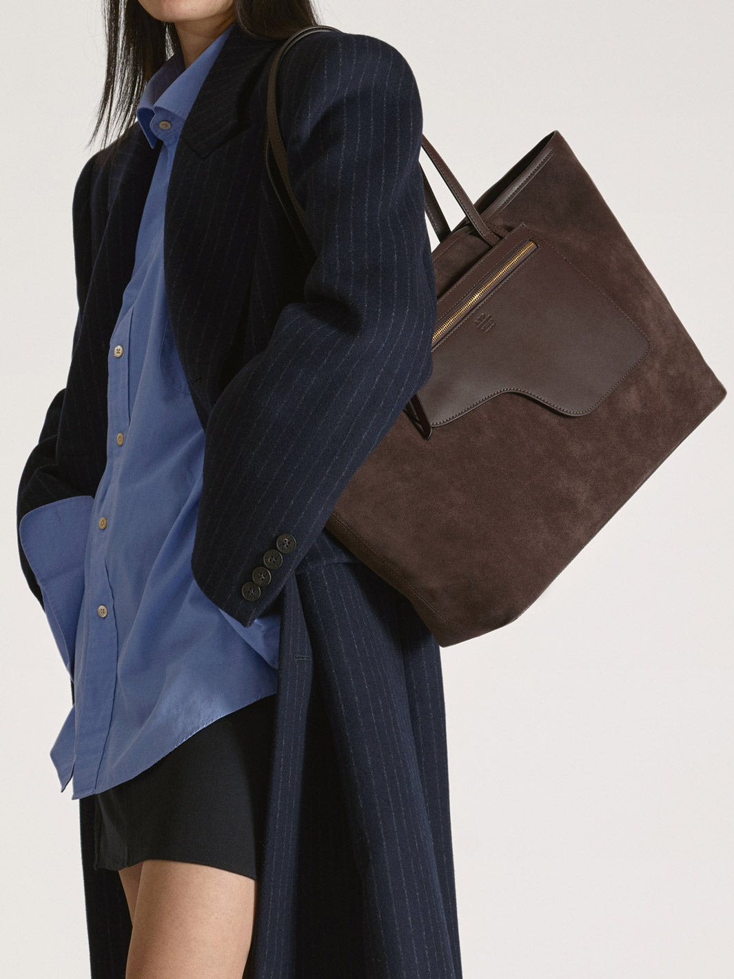 Eraclea Walnut Suede/Leather Large tote bag