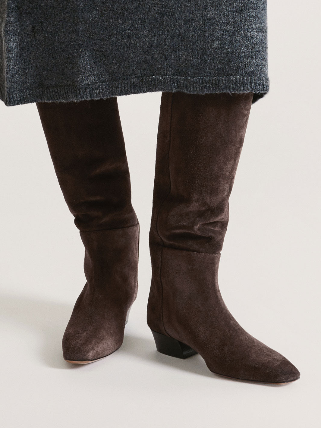 Erve Walnut Suede Knee high boots