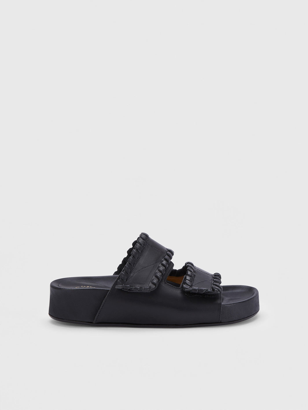 Furlo Stitch Black Leather Comfy sandals ATP Atelier Official Site