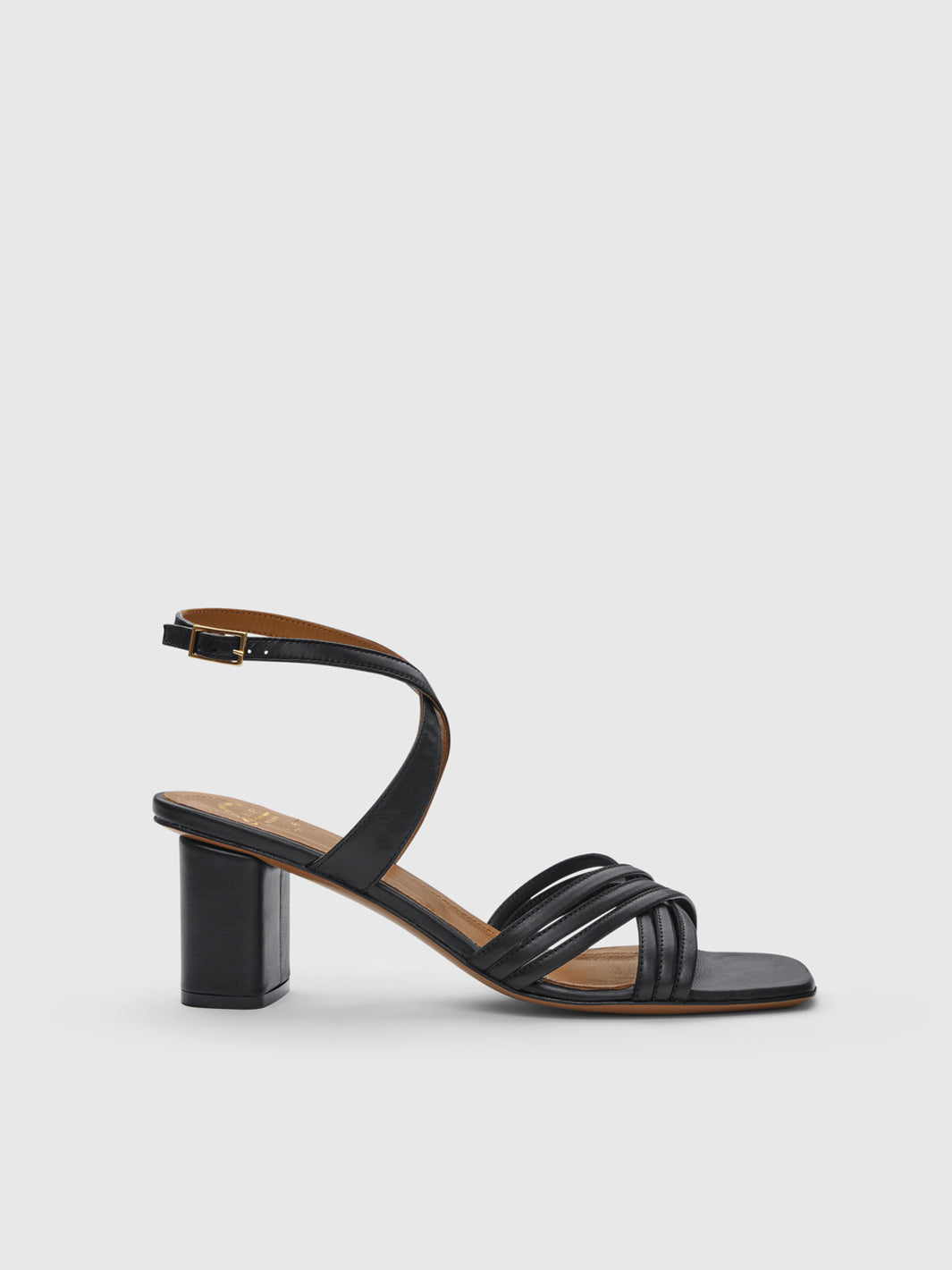 Ledro Black Nappa Heeled Sandals