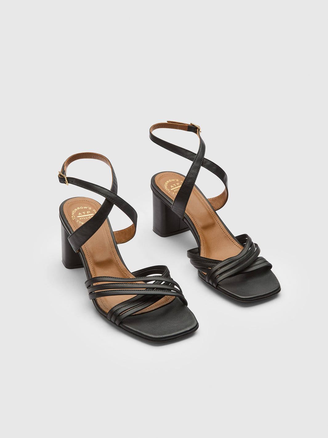 Ledro Black Nappa Heeled Sandals