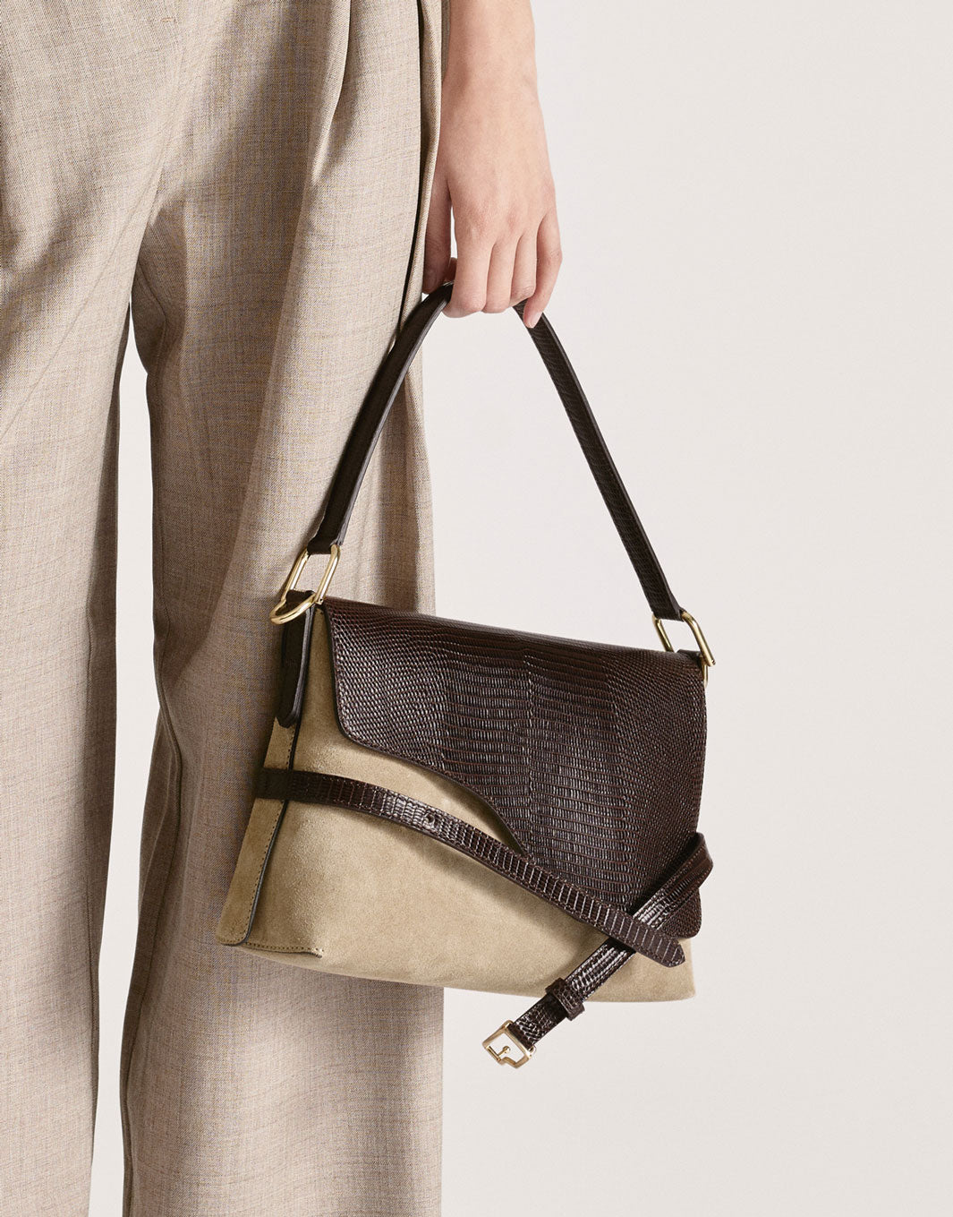 Lierna Avena/Walnut Suede/Printed Lizard Shoulder bag
