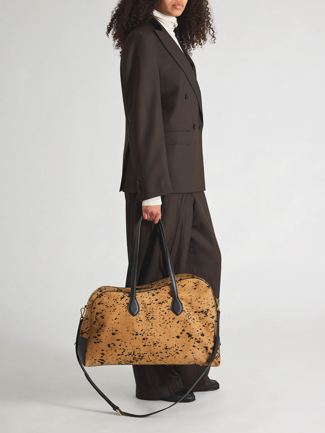 Meda Cannella/Black Printed Mini Cow/Leather Top handle bag