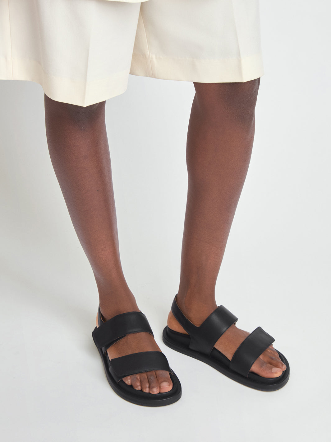 Naturno Black Leather Comfy sandals