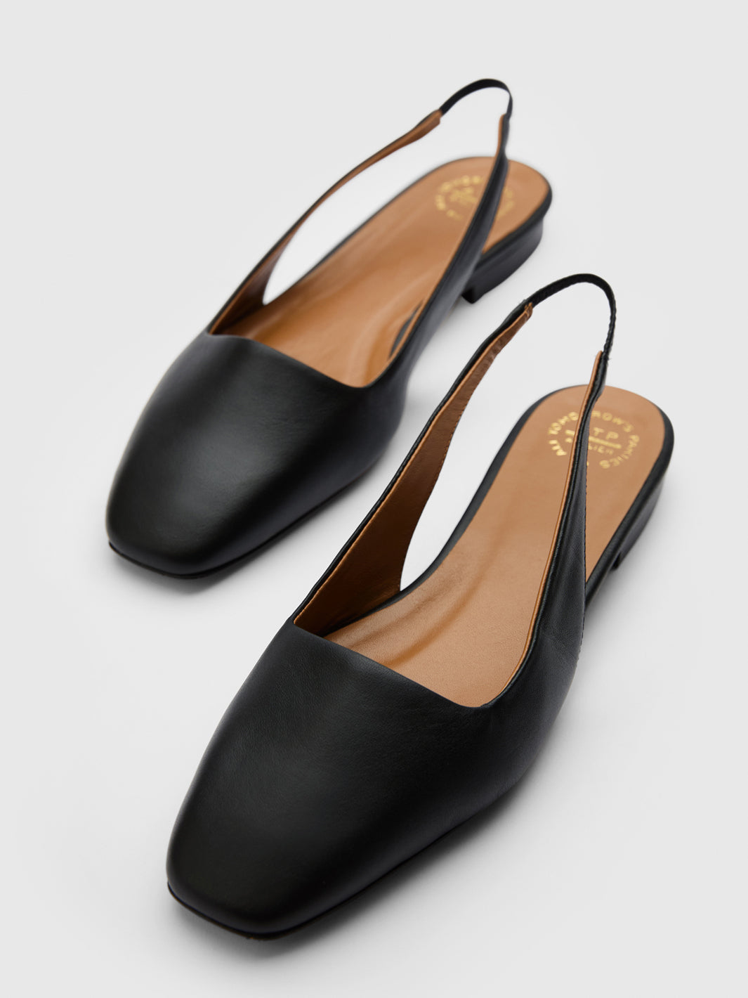 Plesio Black Nappa Flat Slingbacks
