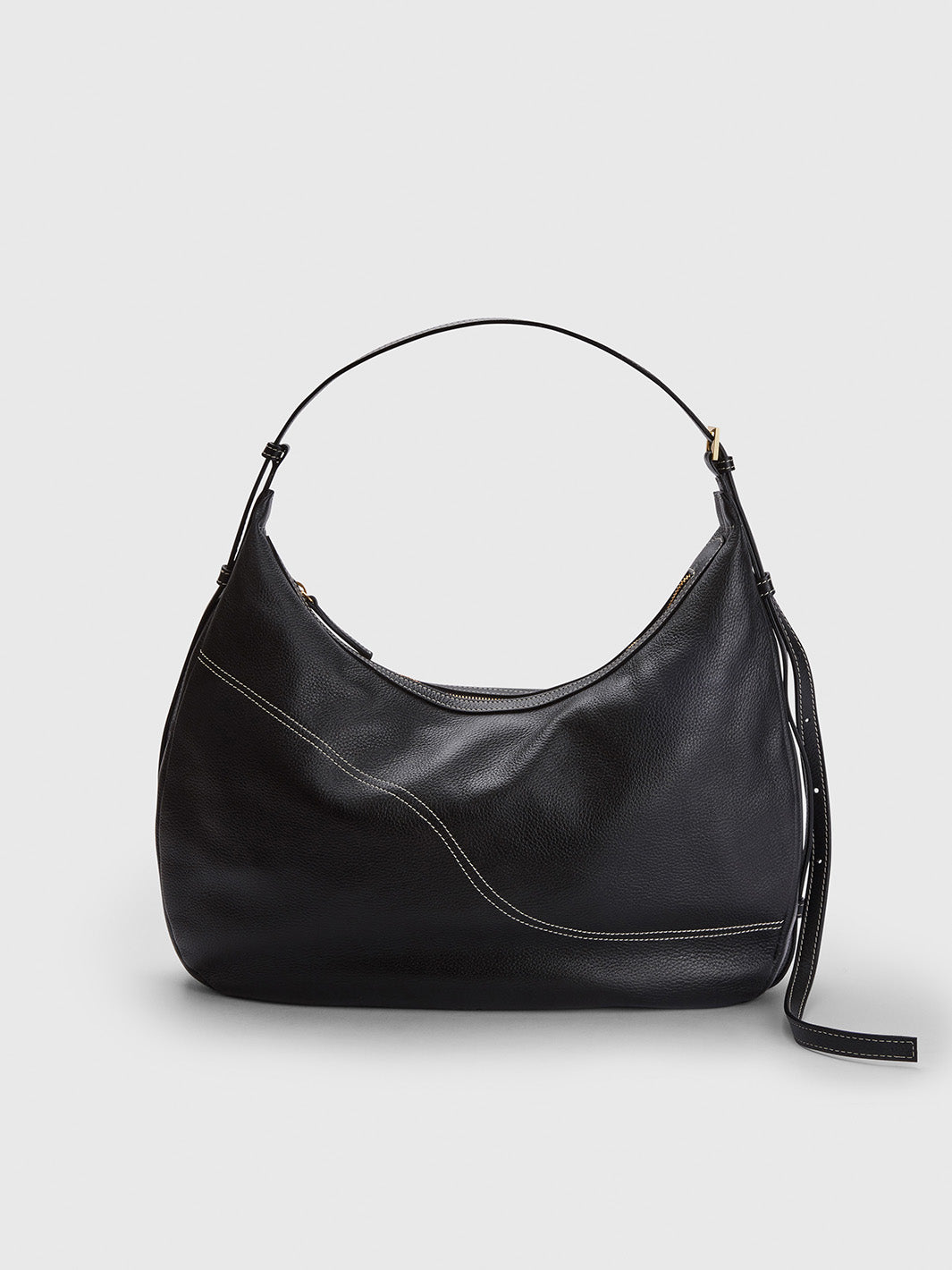 Potenza Black/Contrast Stitch Grained leather Large hobo bag – ATP
