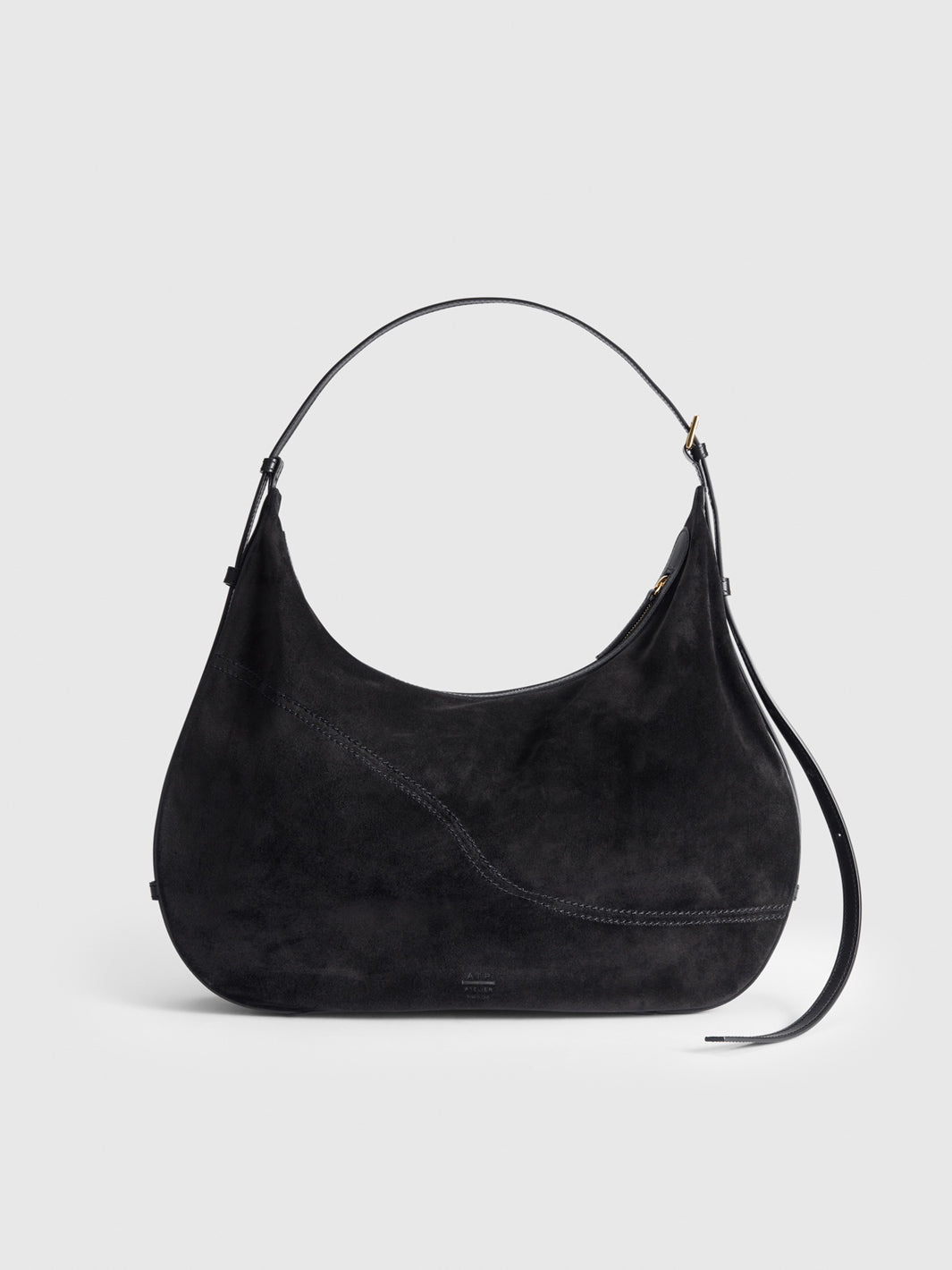 Potenza Black Suede Leather Large hobo bag ATP Atelier