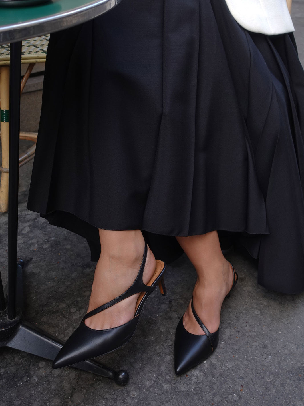 Riano Black Nappa Strappy slingbacks