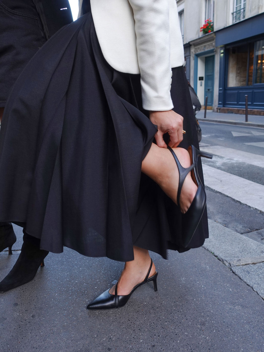 Riano Black Nappa Strappy slingbacks