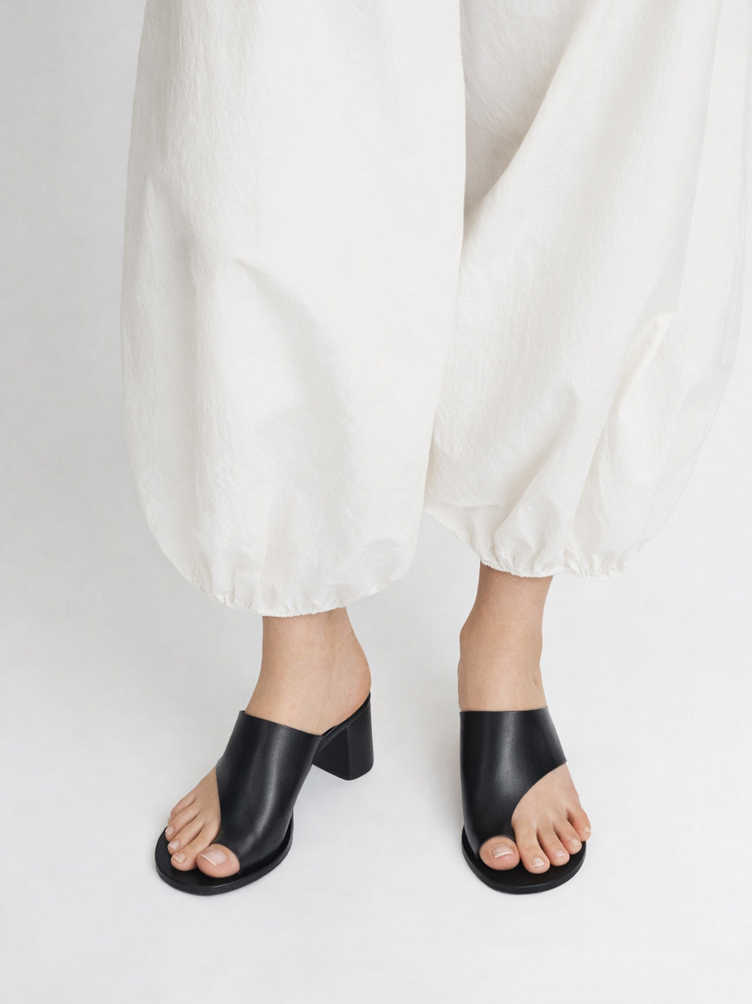 Rosate Black Leather Cutout heeled sandals