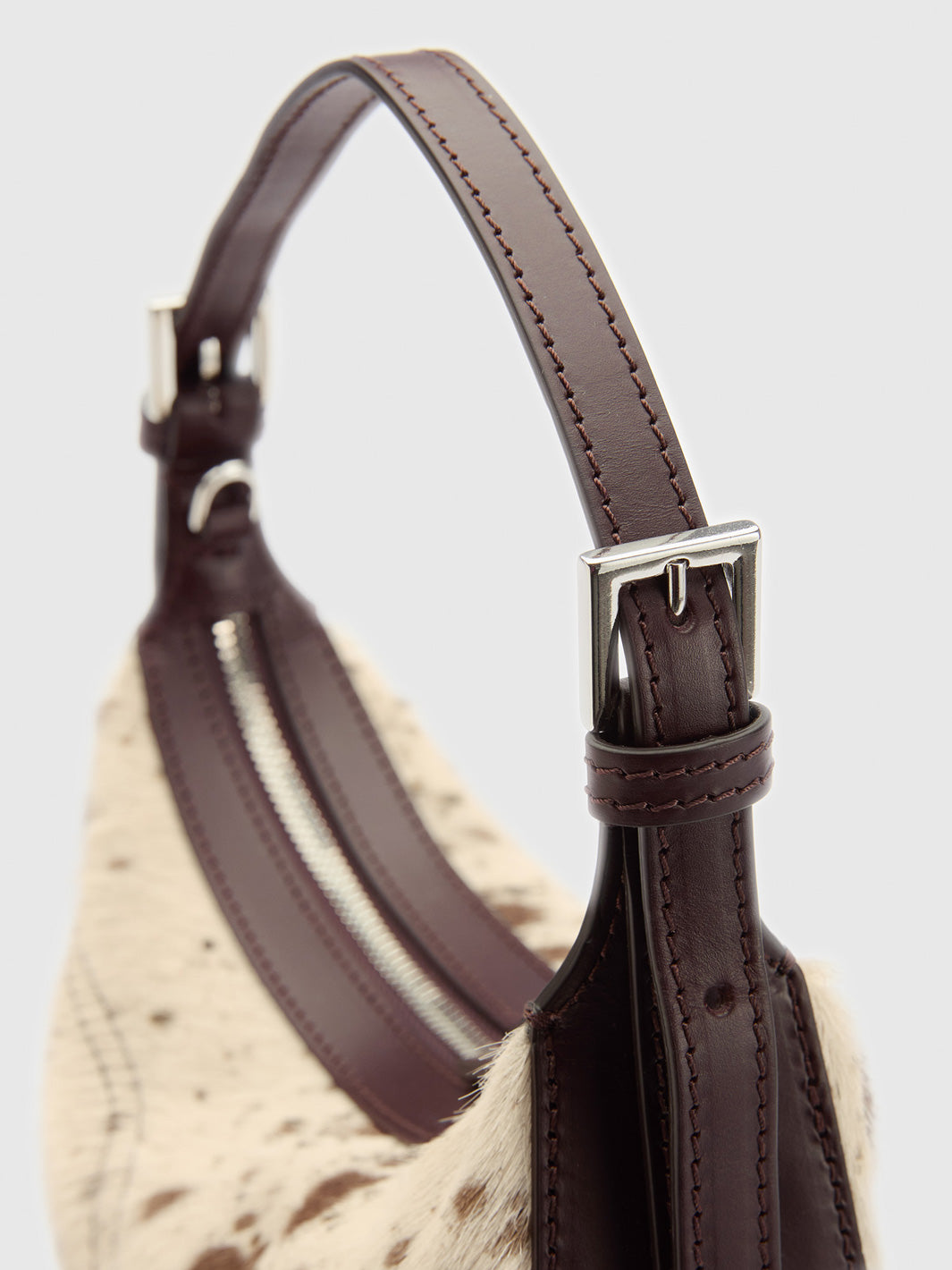 Silea Mandorla/Walnut Printed Mini Cow/Leather Mini hobo bag