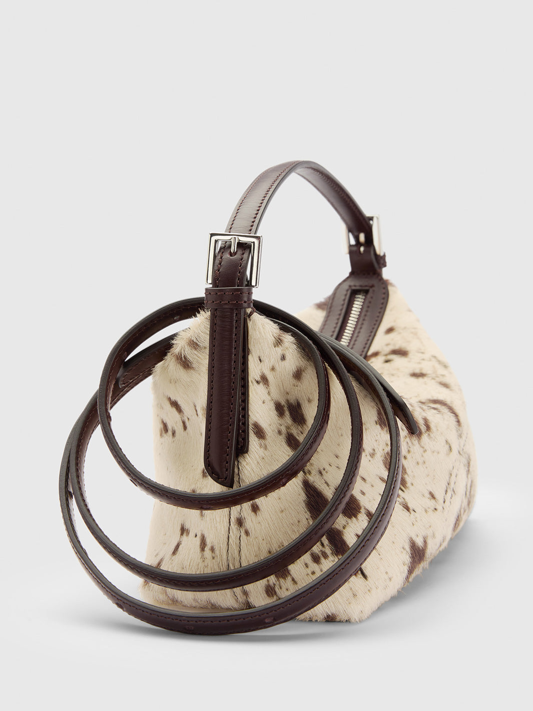 Vadena Mandorla/Walnut Printed Mini Cow/Leather Pouch
