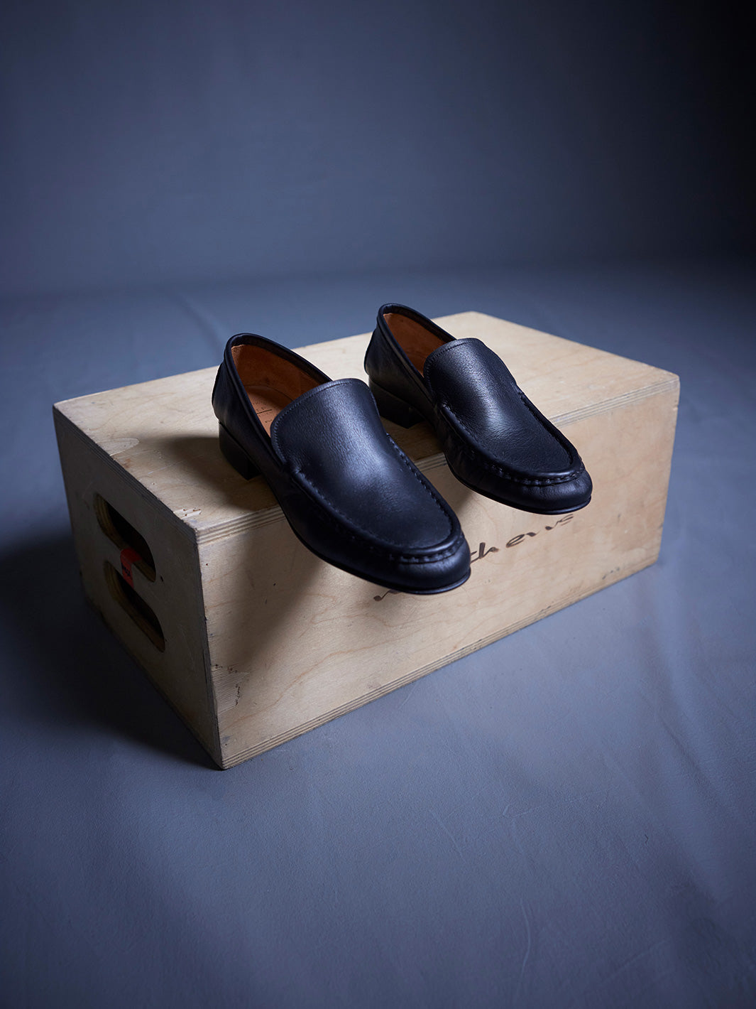 Rivello Black Leather Slip-ins