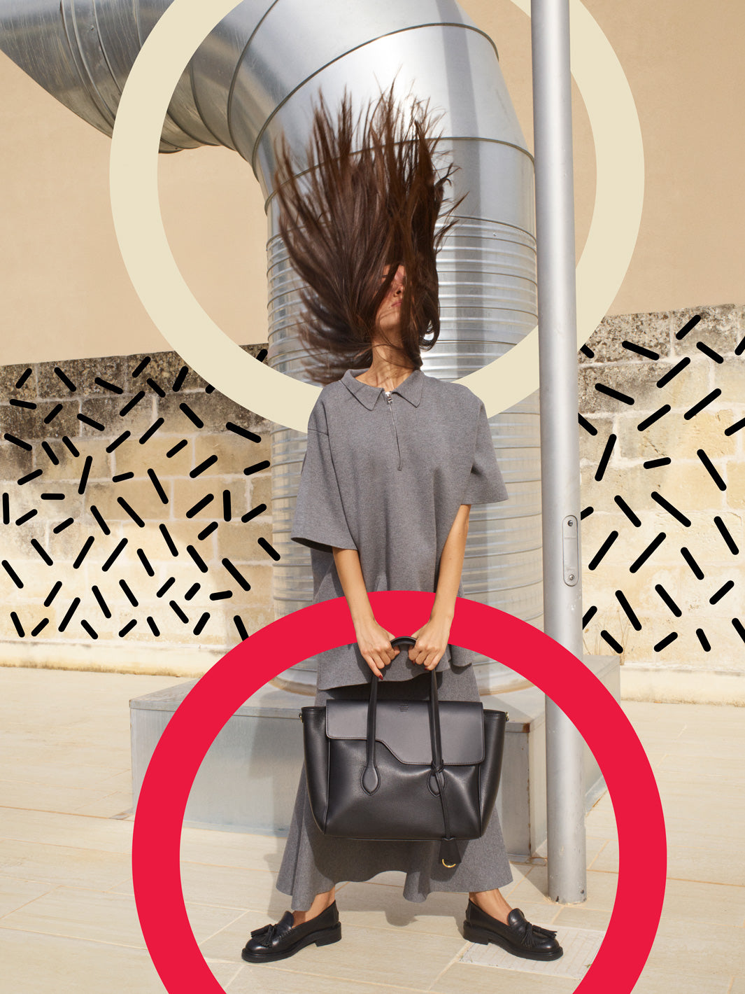 Merlara Black Grained Leather/Leather Large handbag | ATP Atelier