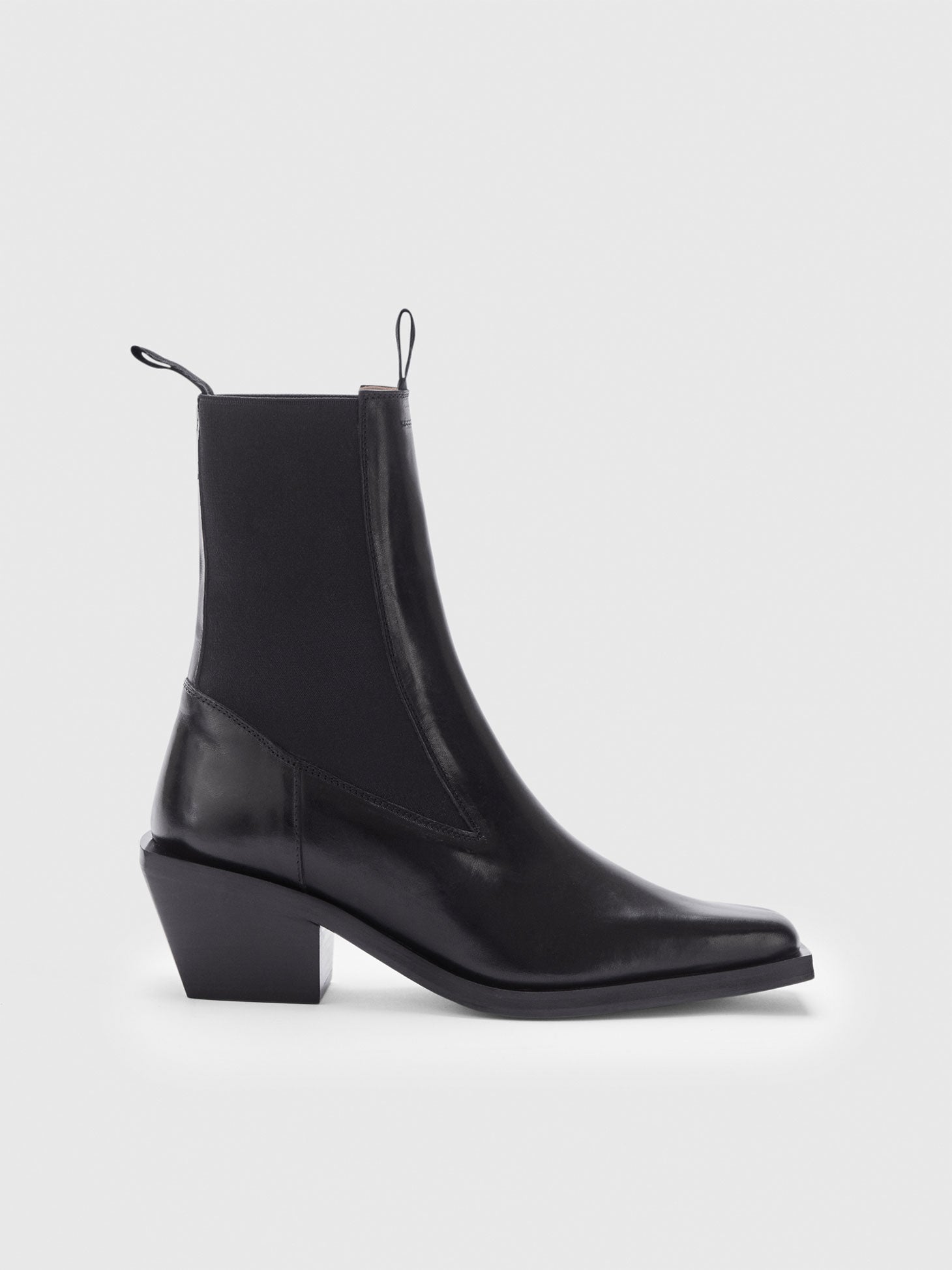 Apollosa Black Leather Ankle boots