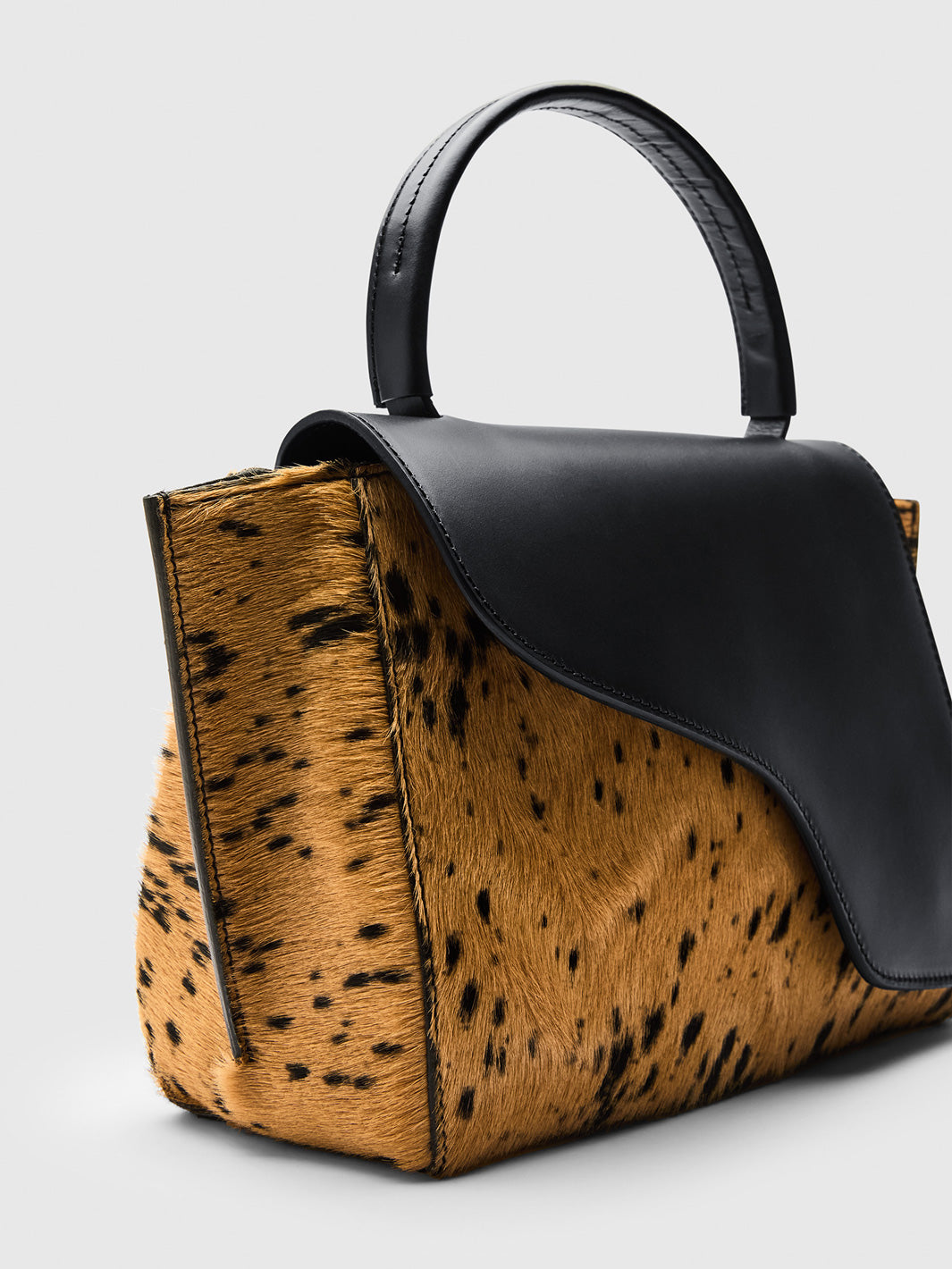 Arezzo Black/Cannella Printed Mini Cow/Leather Handbag