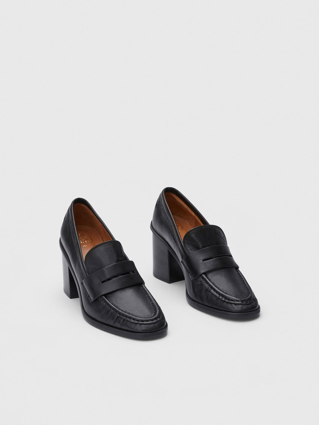 Avella Black Nappa Heeled loafers