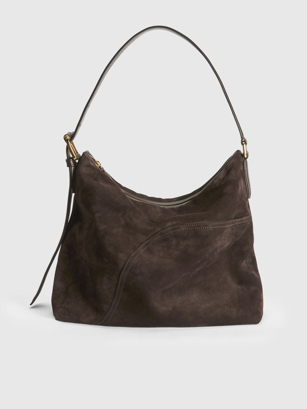 Brown soft suede tote bag