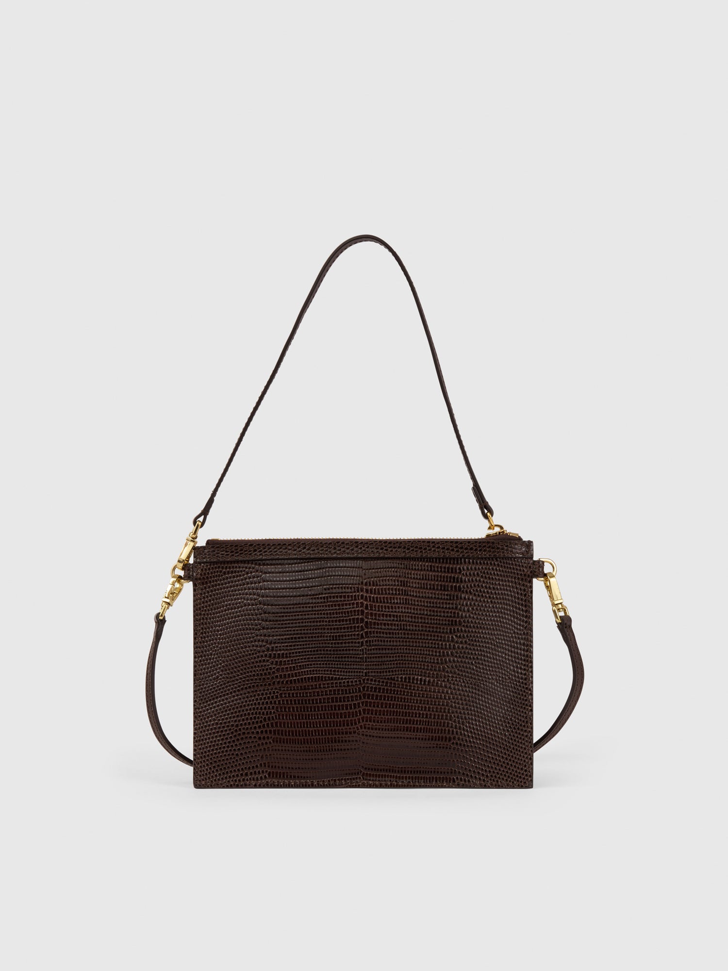 Buonarroti Walnut Printed Lizard/Leather Pouch