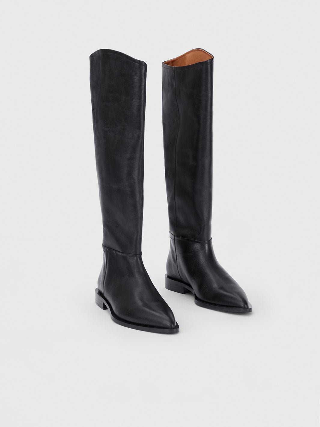 Carditello Black Leather Knee high boots