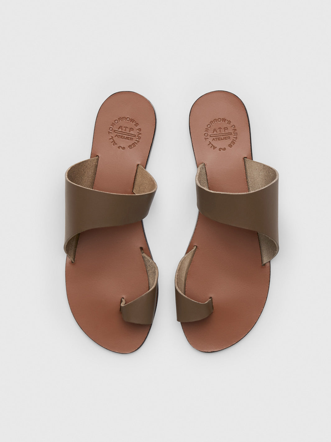Centola Khaki Brown Leather Cutout sandals