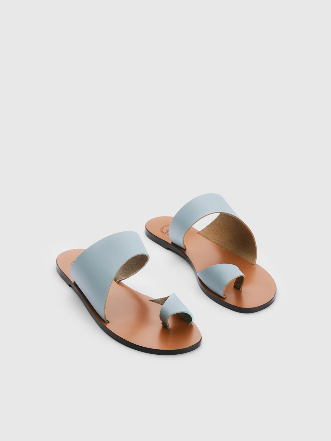 Centola Pastel Blue Leather Cutout sandals