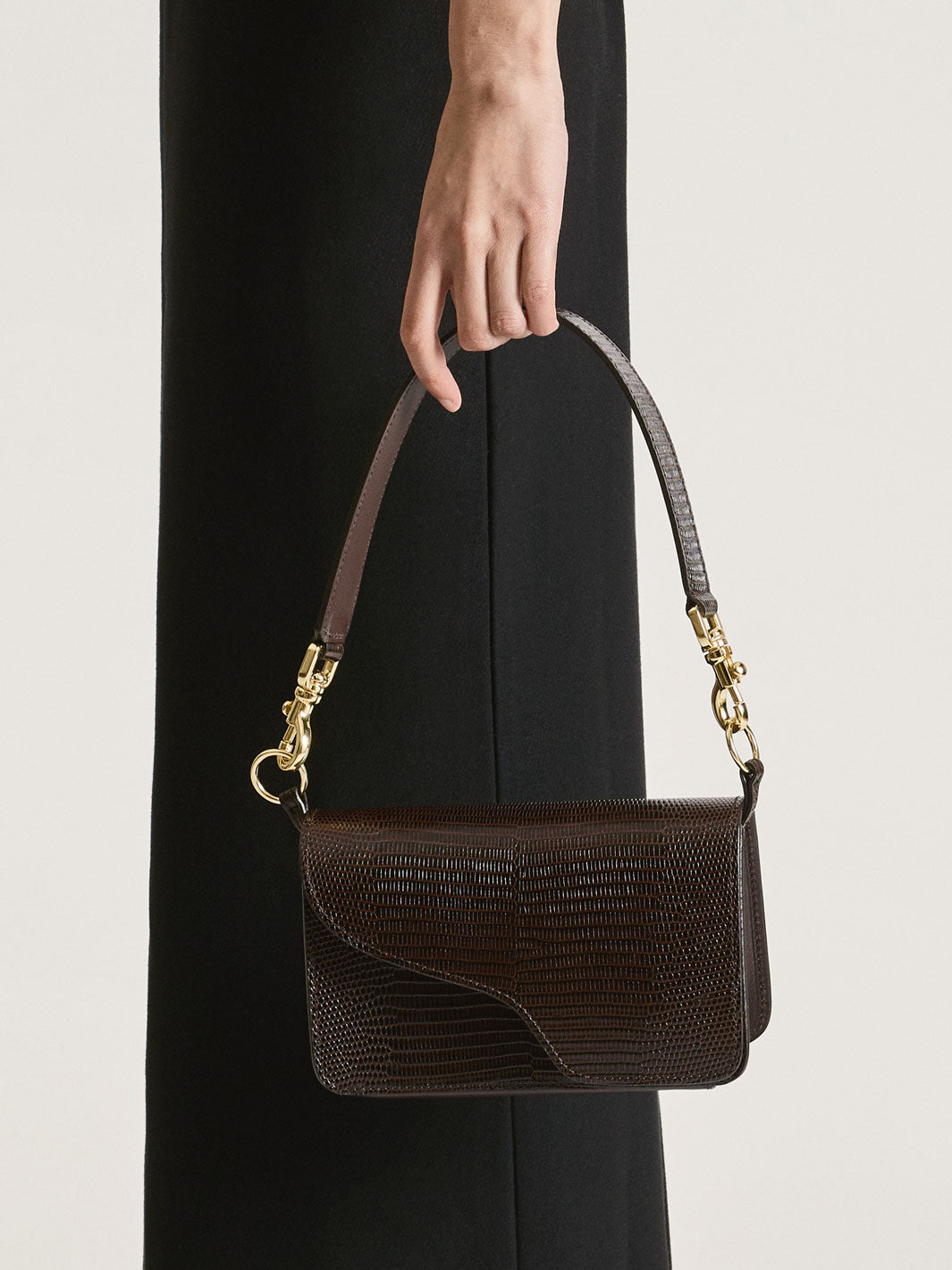 Corsina Walnut Printed Lizard/Leather Shoulder bag