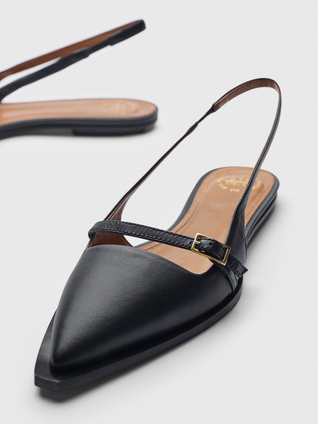 Cortina Black Nappa Flat Slingbacks | ATP Atelier | Official Site