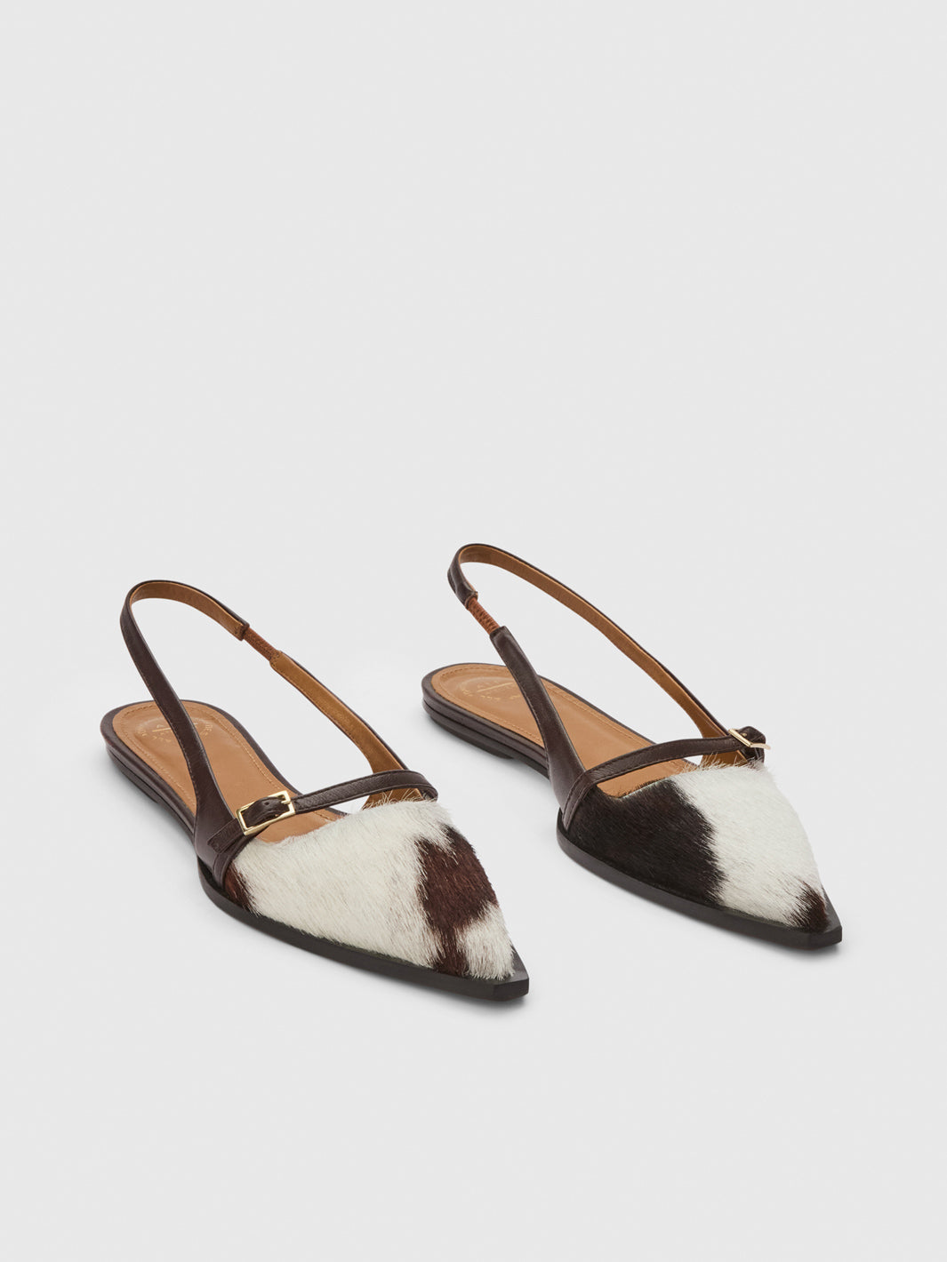 Cortina Unique/Walnut Cow Print/Nappa Flat Slingbacks