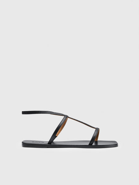Delebbio Black Nappa Flat sandals | ATP Atelier | Official Site