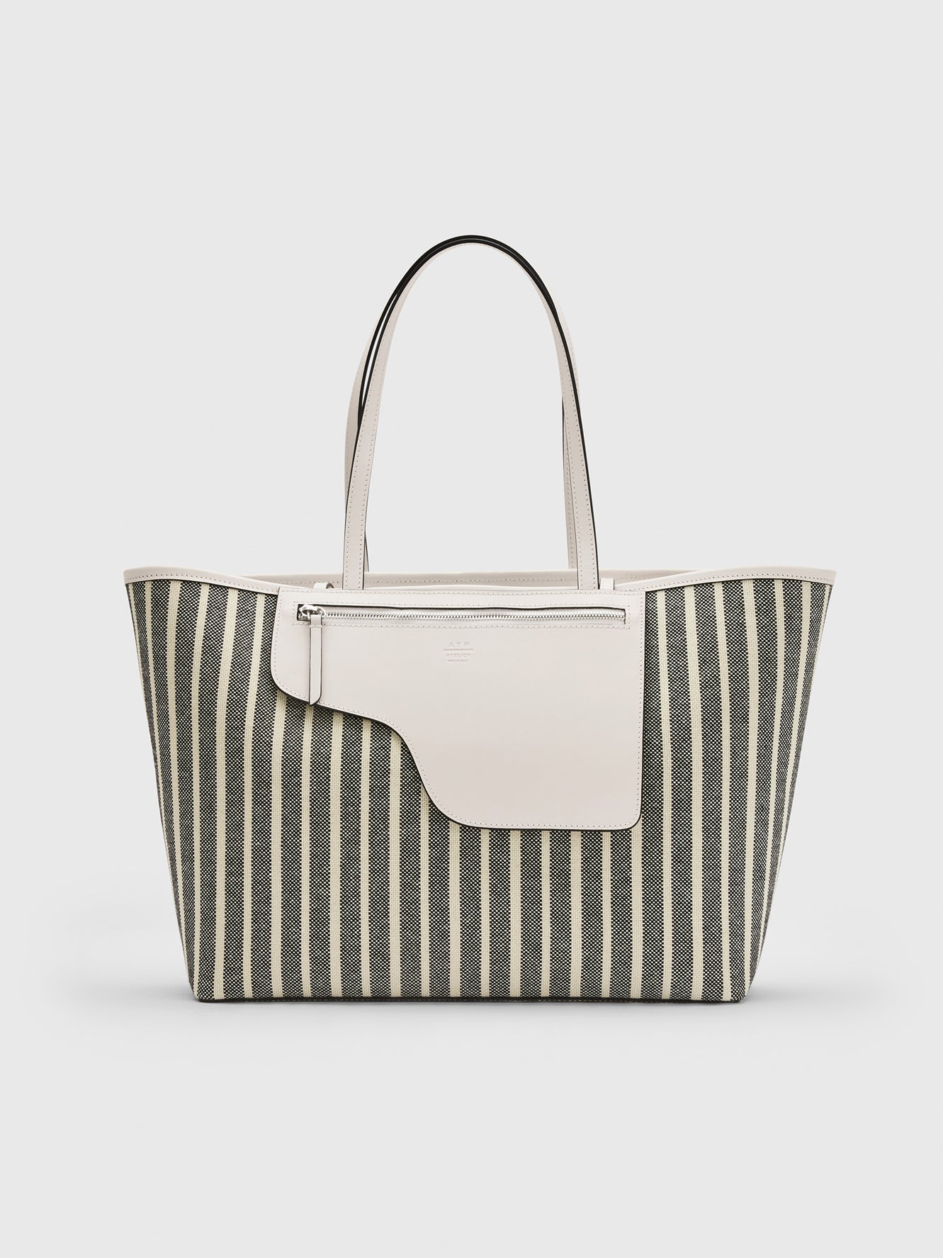 Eraclea Striped/Linen Canvas/Leather Large tote bag