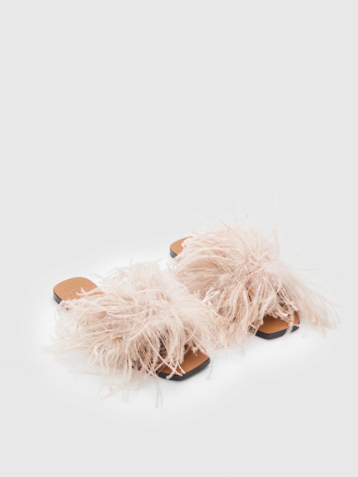 Farro Limestone Feathers/Leather Flat sandals
