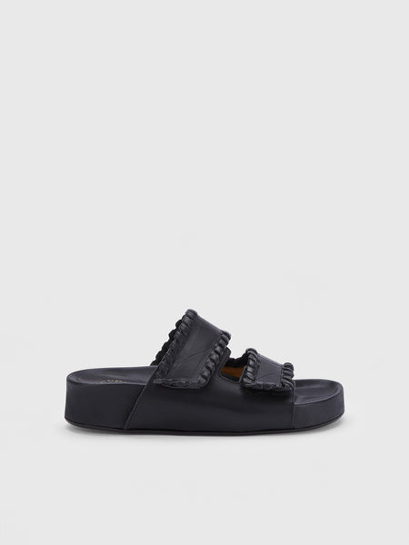 サンダル ASCLO Leather & Suede Slippers (2color) Nico Suede Brown Leather Sandals | ALOHAS