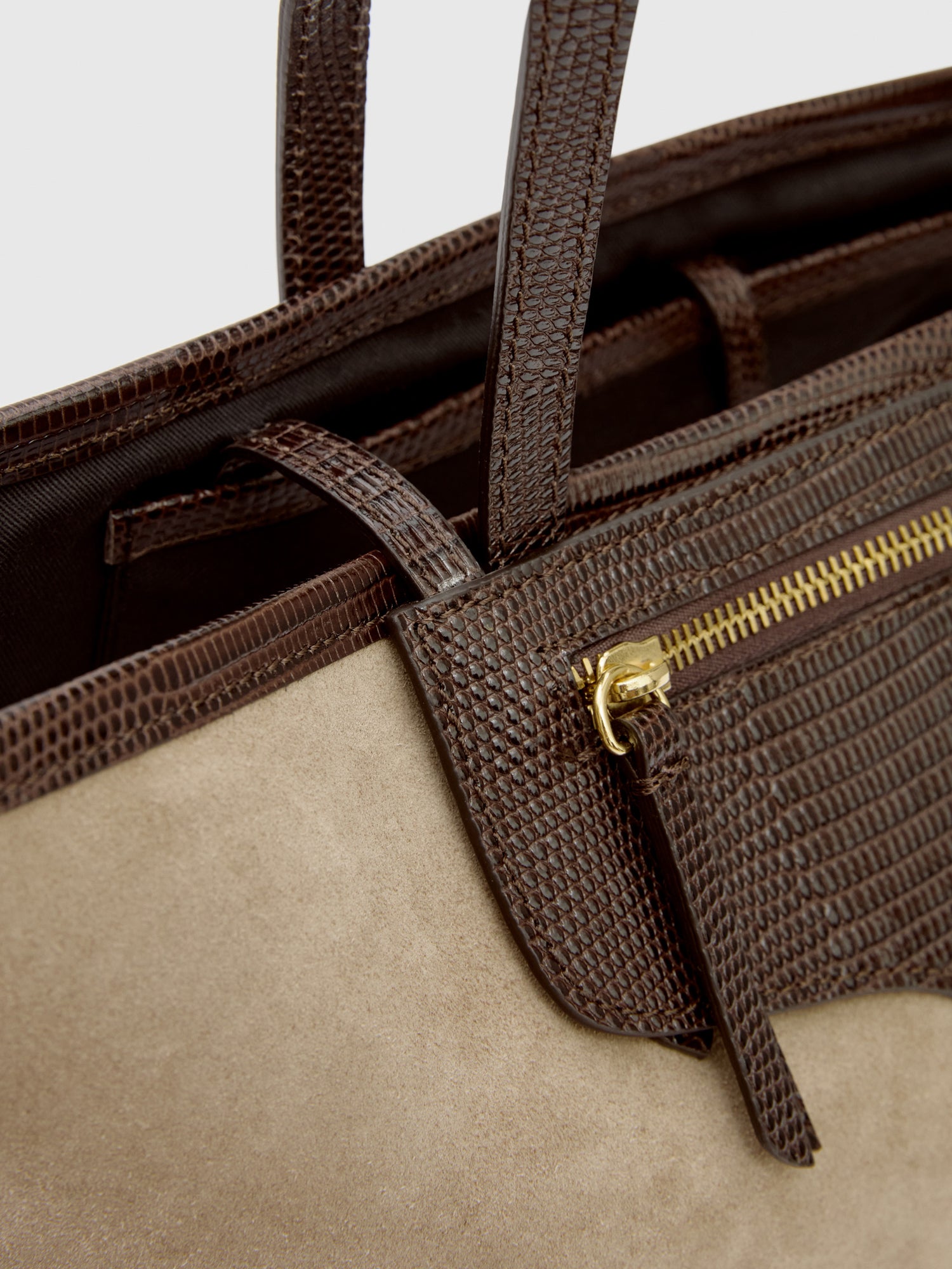 Gaiba Avena/Walnut Suede/Printed Lizard Mini tote bag