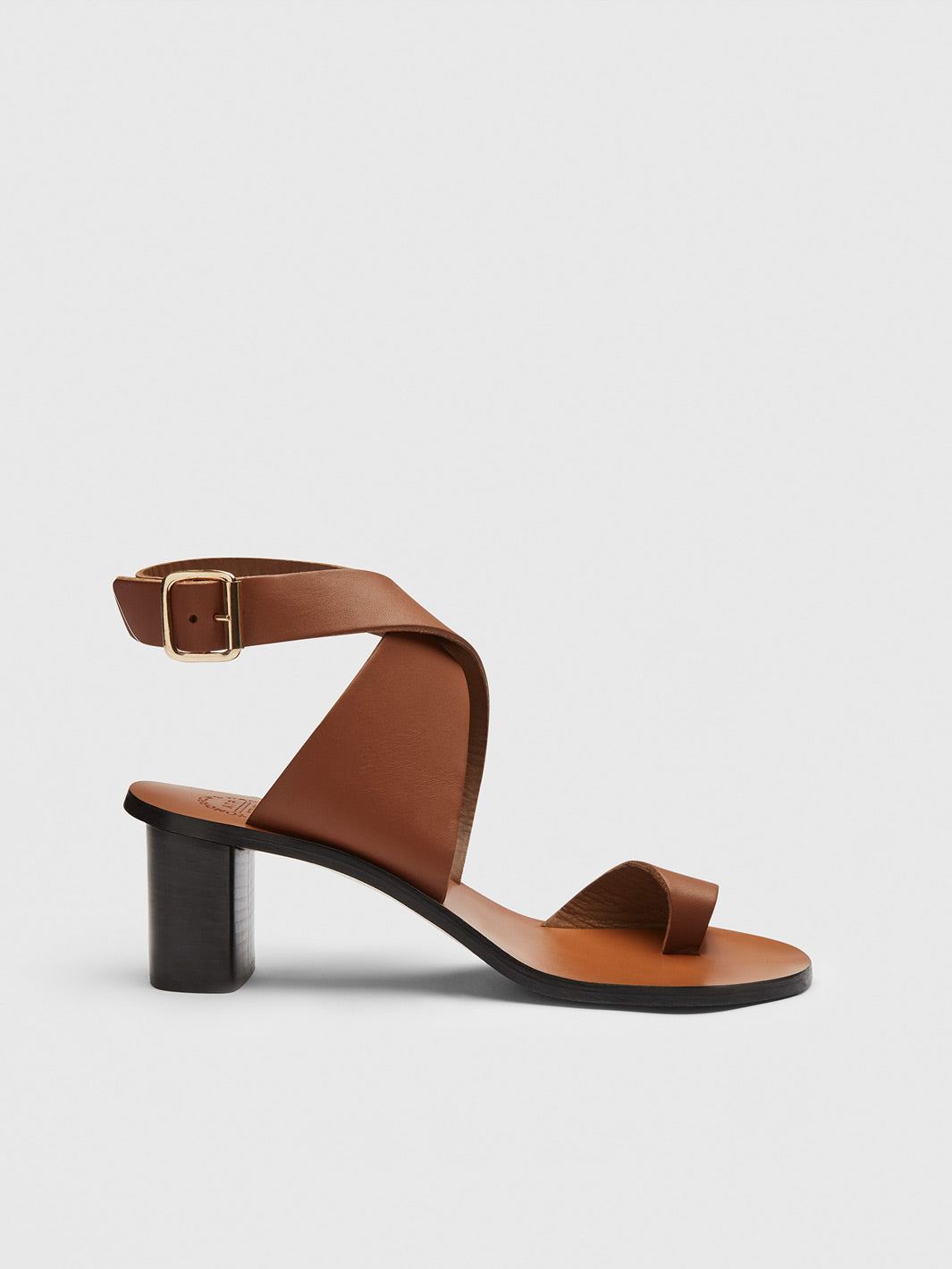 Gildone Brandy Leather Ankle strap heels