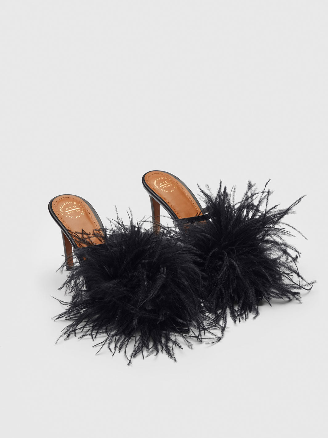Laviano Black Nappa/Feathers Heeled sandals