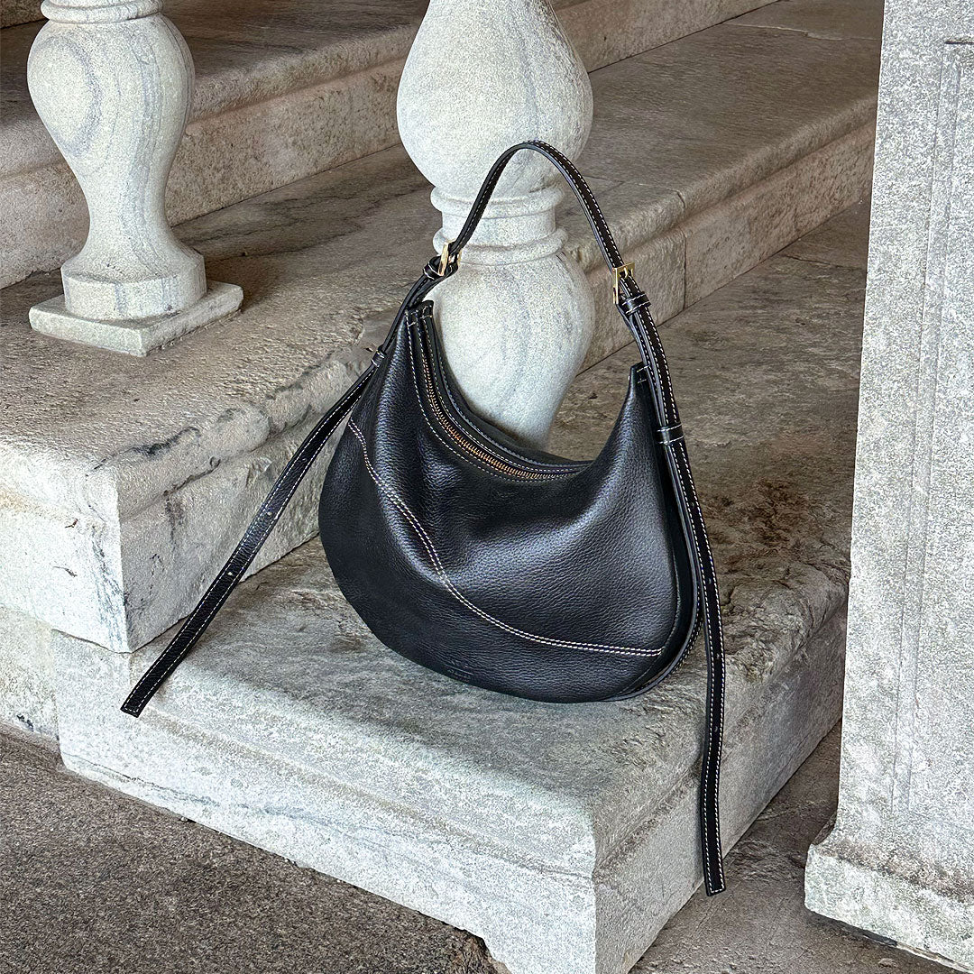 Prada Pattina Shoulder Bag Small Marble in Leather with Silver