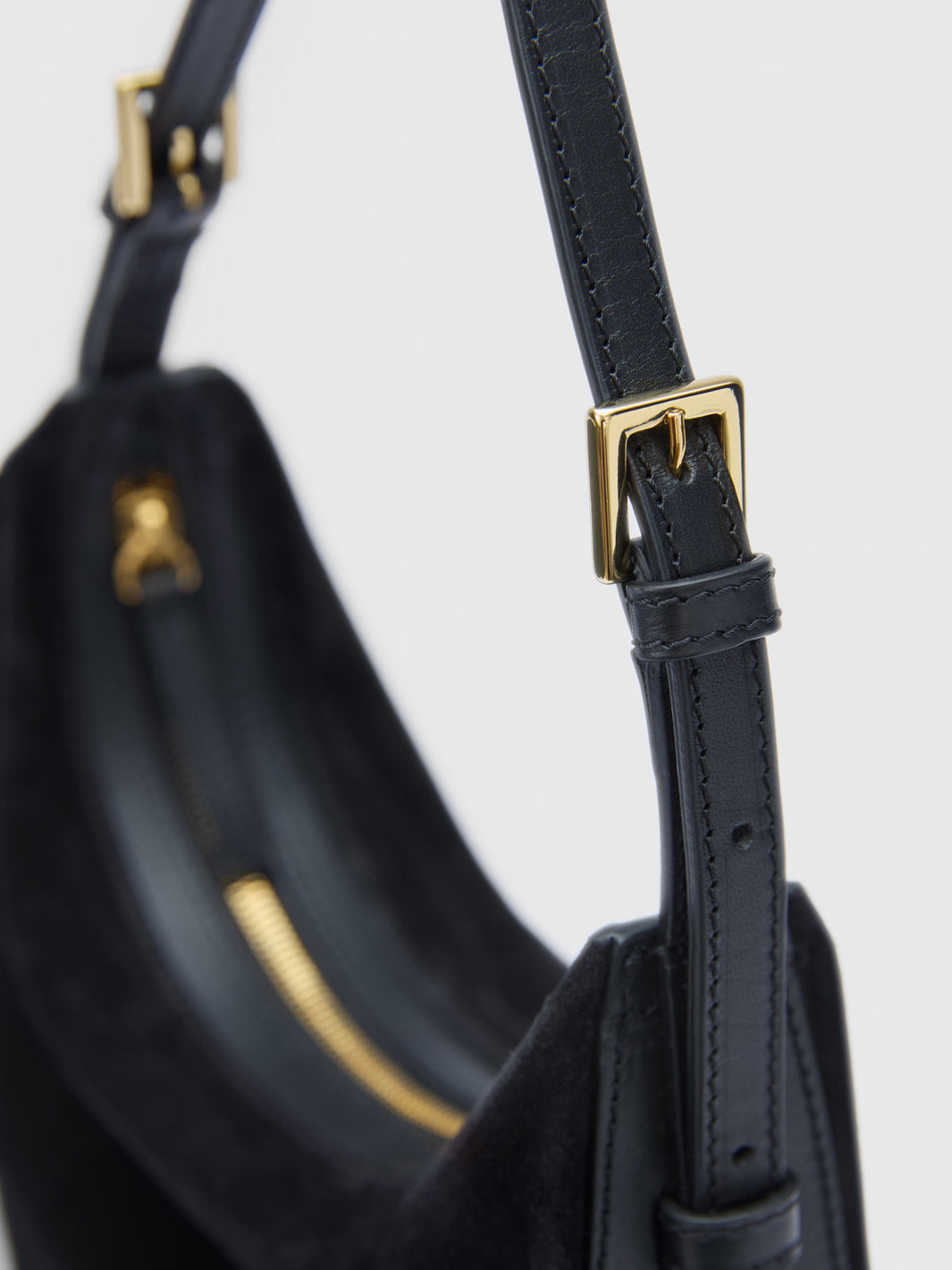 Liveri Black Suede/Leather Small hobo bag