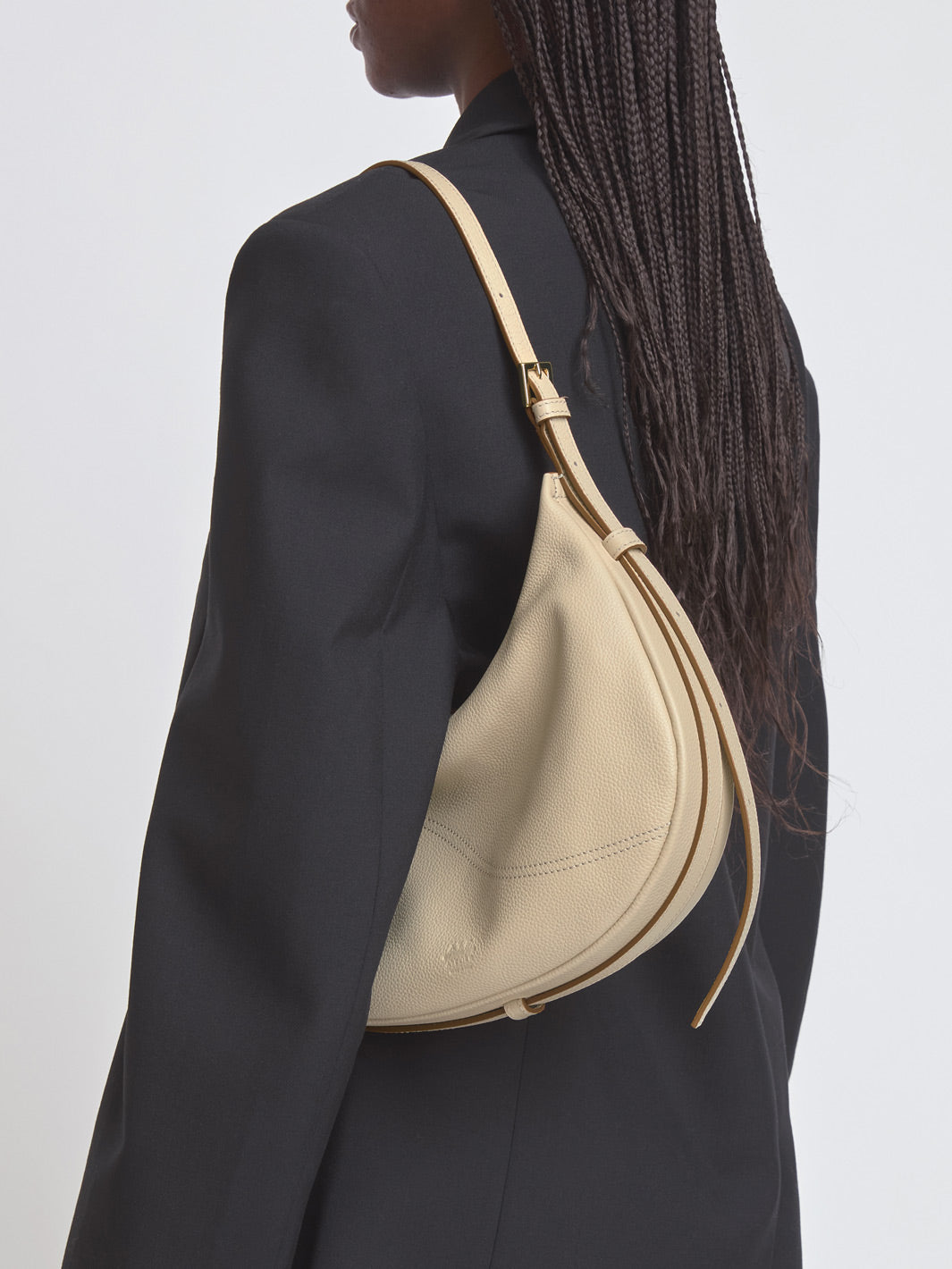 Liveri Black Suede/Leather Small hobo bag | ATP Atelier | Official