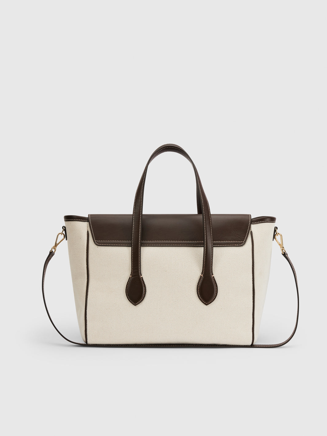 Merlara Ecru/Walnut Canvas/Leather Large handbag