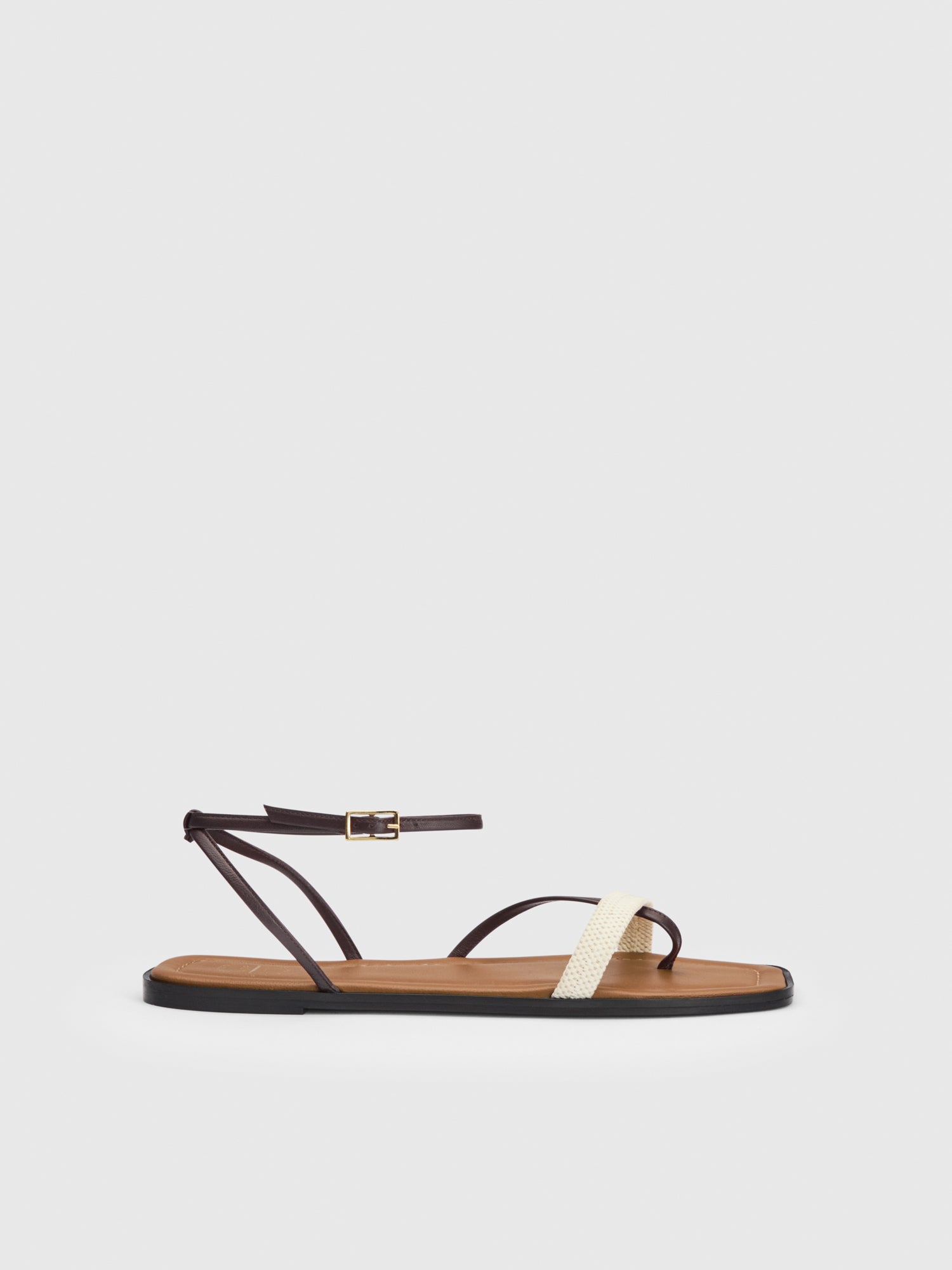 Miane Walnut/Ecru Nappa/Canvas Strappy sandals