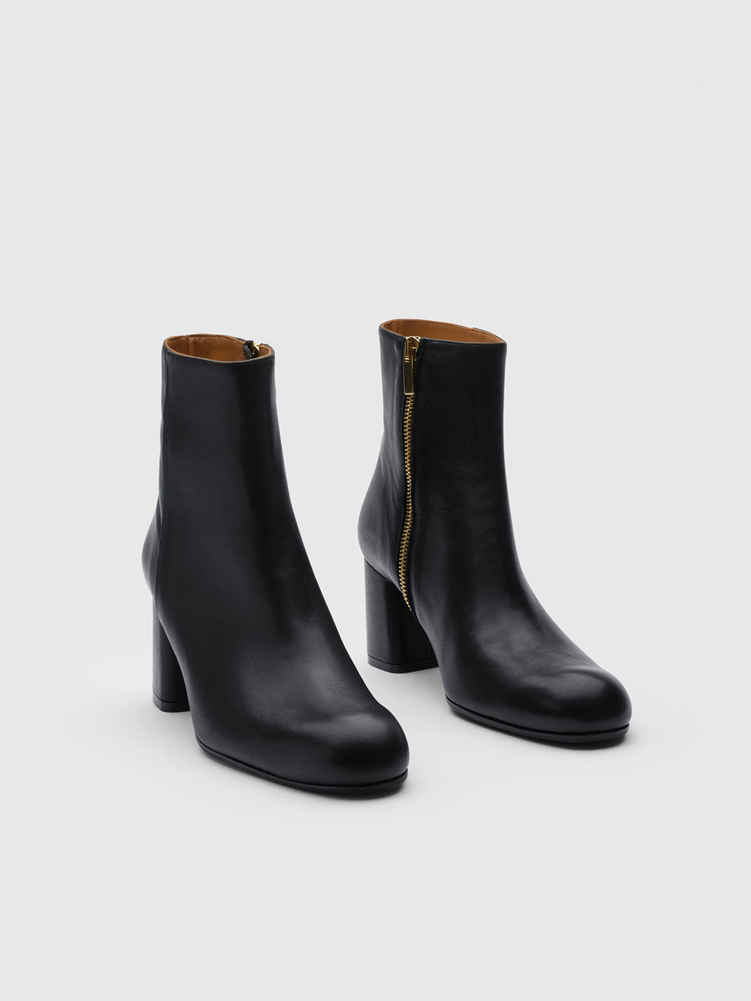 Miola Black Leather Ankle boots