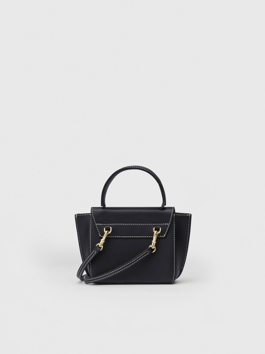 Montalcino Black/Contrast Stitch Leather Mini handbag