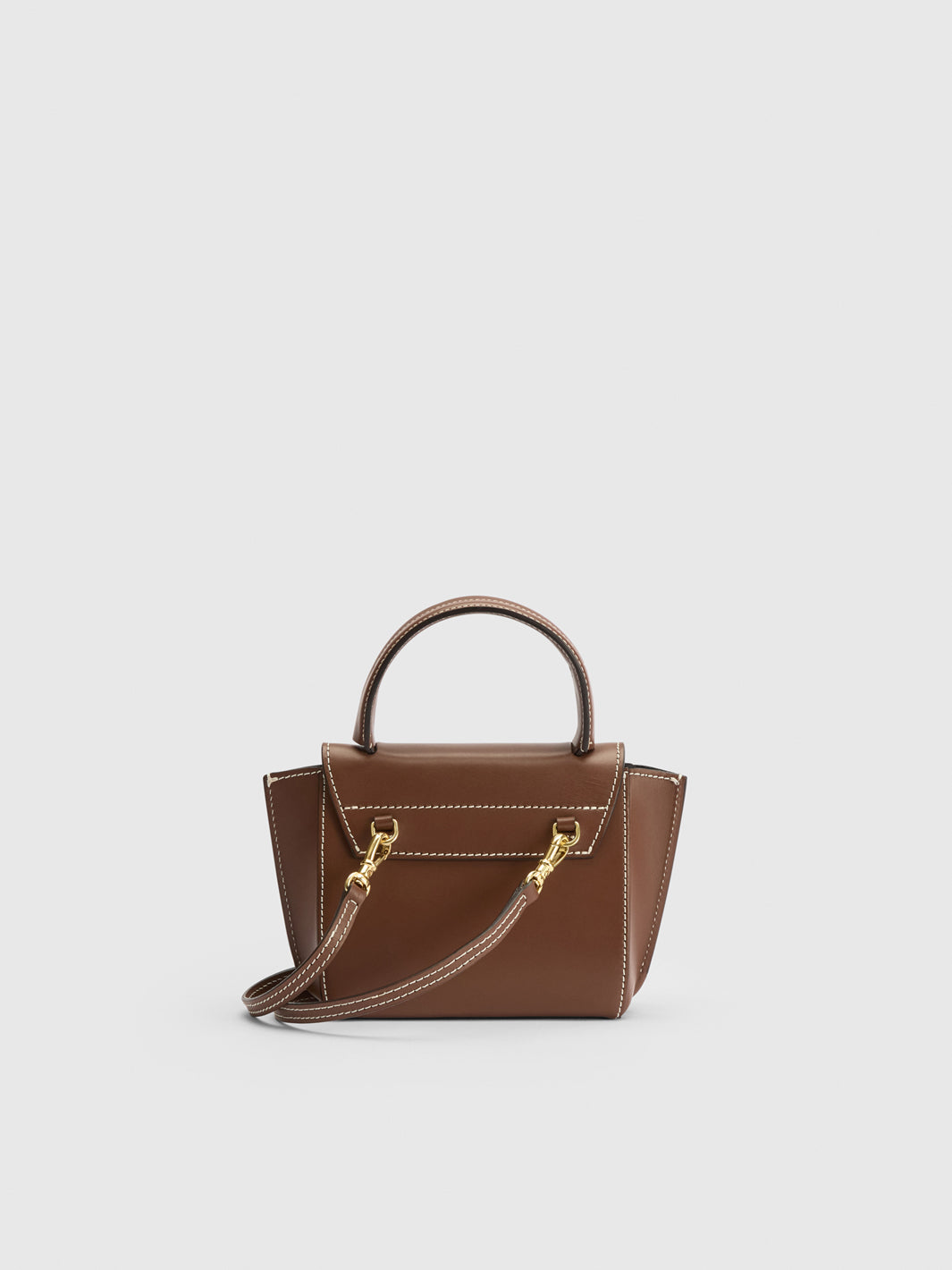 Montalcino Cannella/Contrast Stitch Leather Mini handbag