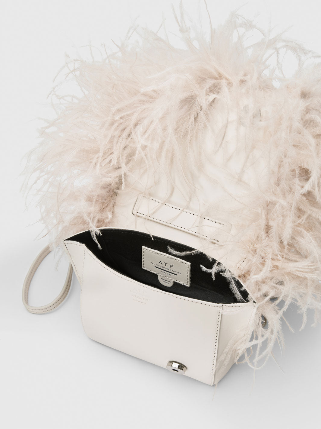 Montalcino Linen Leather/Feathers Mini handbag