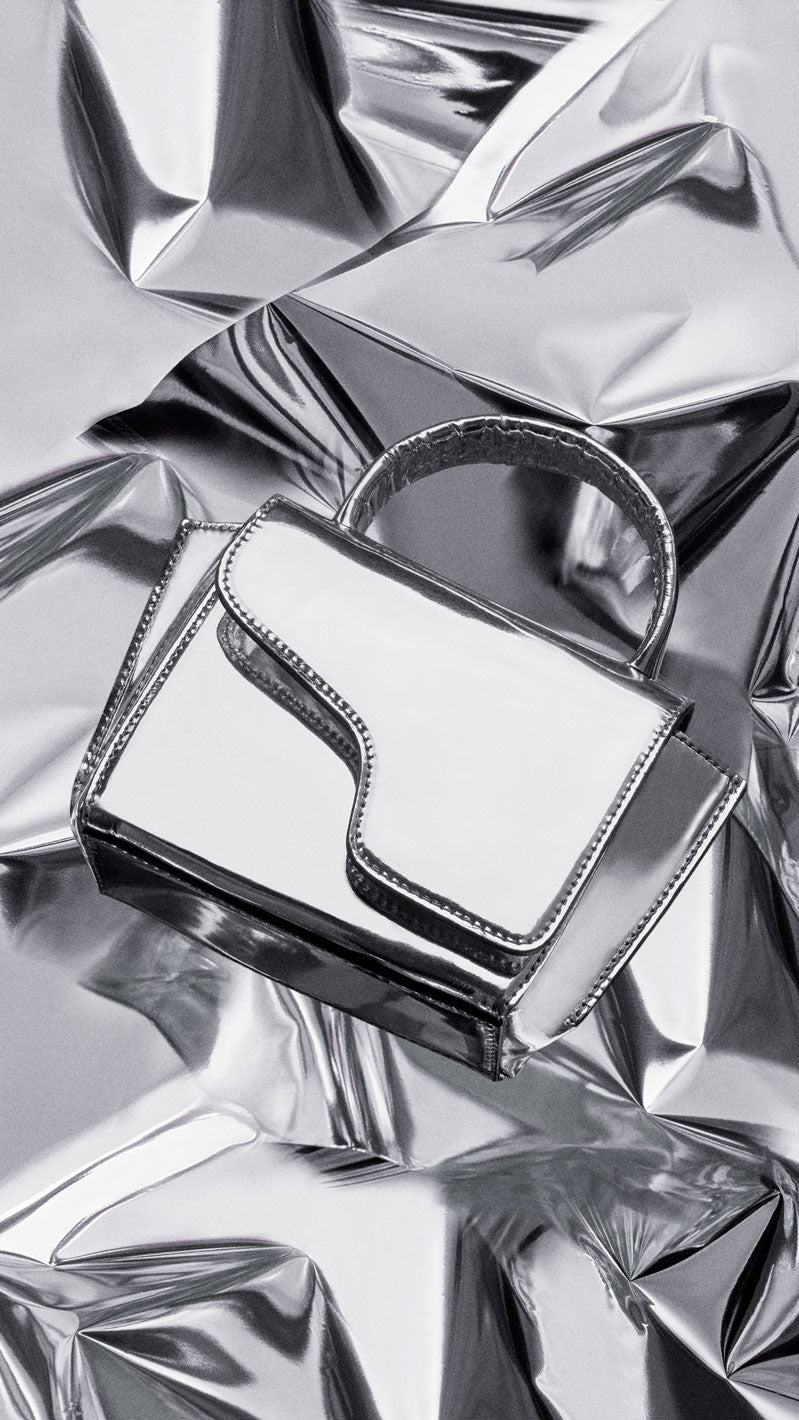 Montalcino Silver Metallic leather Mini handbag